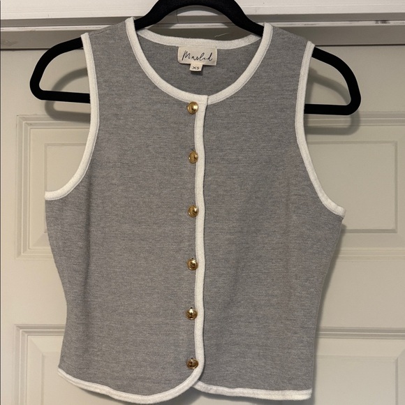 Marled Tops - Marled Gray and White Knit Top